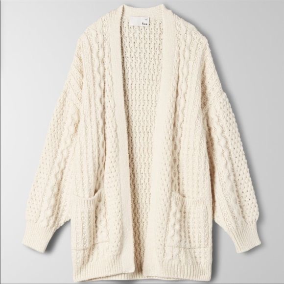 Aritzia Sweaters - Aritzia Wilfred Free Merino Wool Chunky Knit Open Long Cardigan Sweater Cream XL